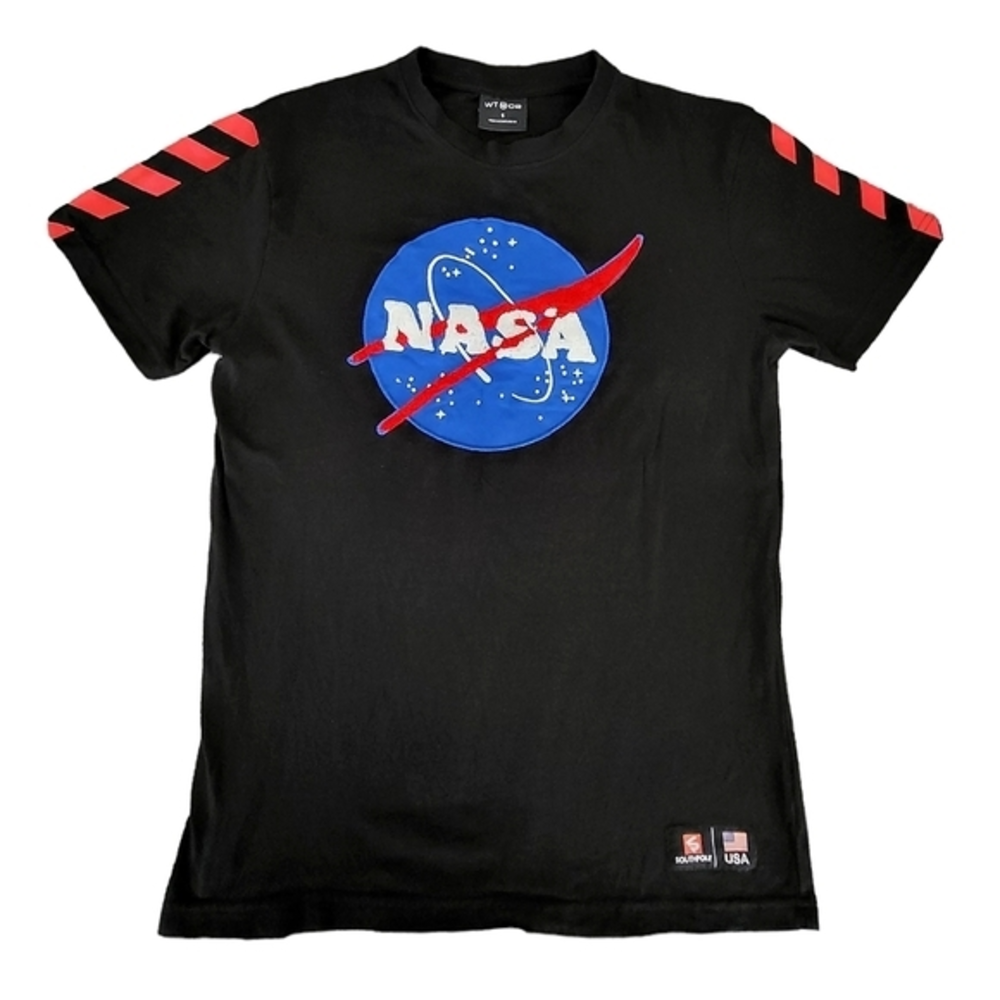 Men's WT02 Embroidered NASA Graphic Short Sleeves Black T-shirt